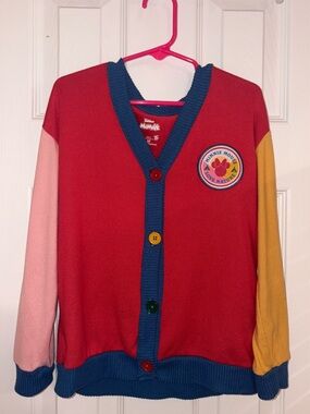 Disney Minnie Mouse Patch Colorblock Cardigan - Red, Pink, Mustard, Blue